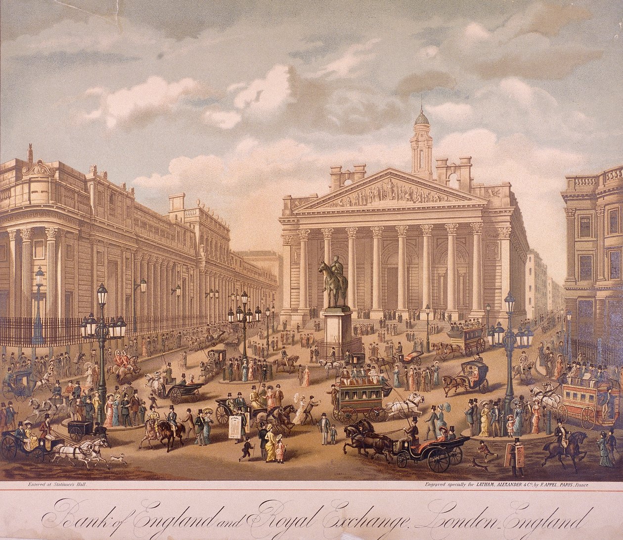Banco de Inglaterra y Bolsa Real, Londres, c1860 de F Appel