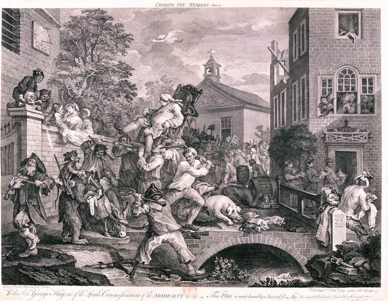Llevando a los miembros en andas, 1758 de F Aviline