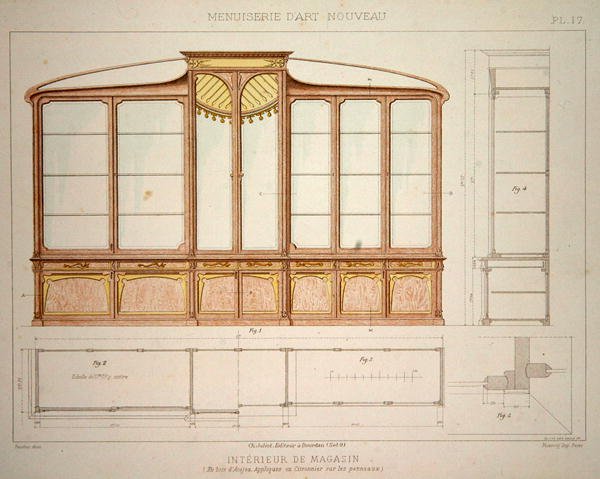 Diseño para un gabinete de exhibición de tienda, ilustración de 