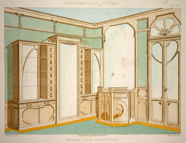 Diseño de interiores para una tienda de camisería, ilustración de 