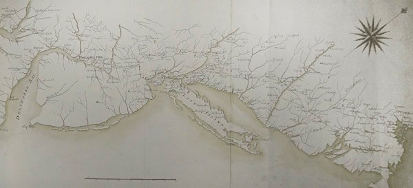 Mapa general de los campamentos y marchas del ejército en América por órdenes de Rochambeau, detalle del lado derecho, de 