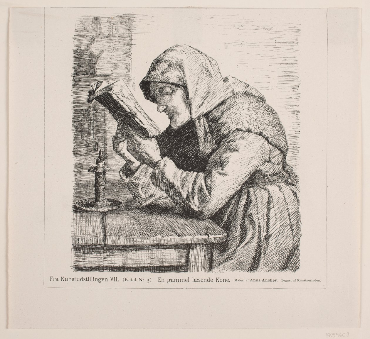 Una anciana leyendo de F. Hendriksen