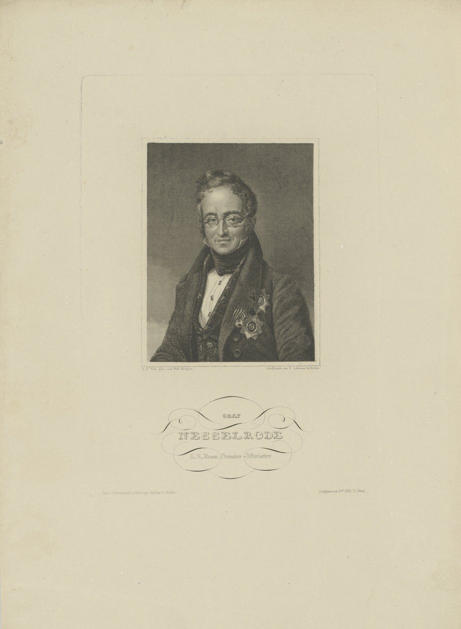Retrato del Conde Karl Robert Nesselrode de F. L. Lehmann