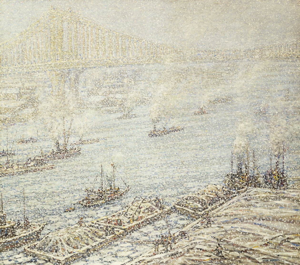 Río Este, Nueva York, Invierno, c.1915 de F. Usher de Voll