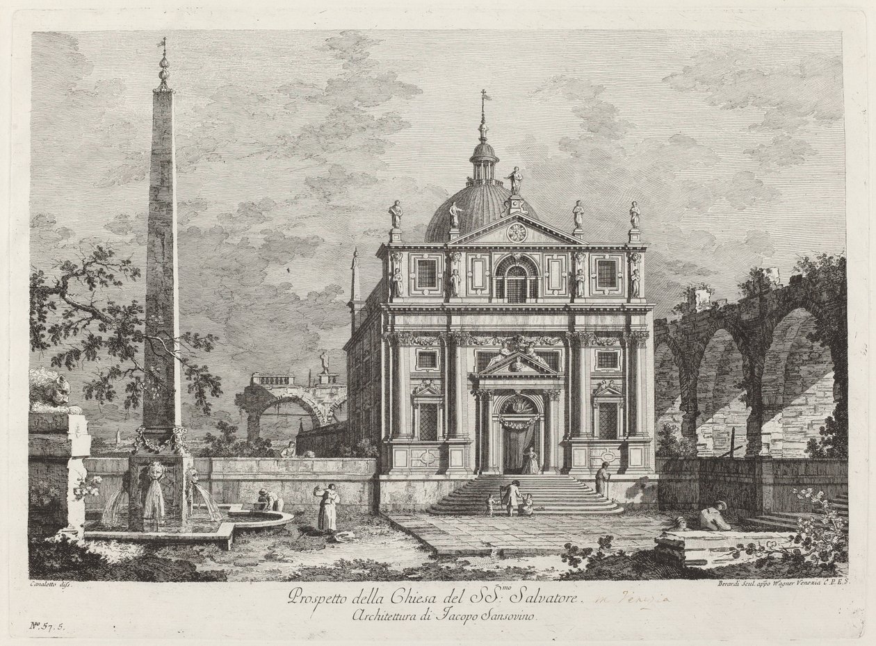 Fachada de la Iglesia del SS. Salvador de Fabio Berardi after Canaletto