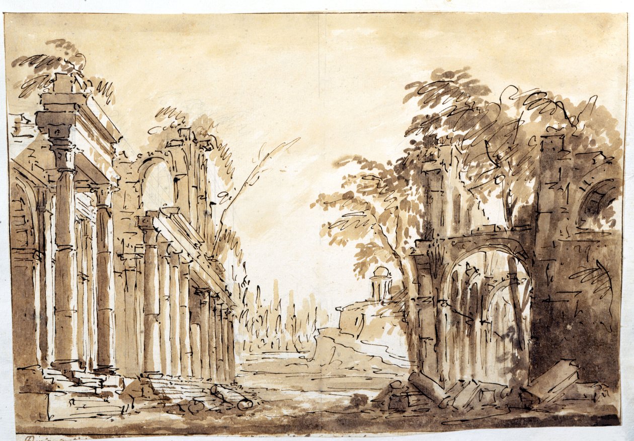 Escena del Acto Uno de la ópera "Lucio Silla" de Wolfgang Amadeus Mozart, 1772 de Fabrizio Galliari