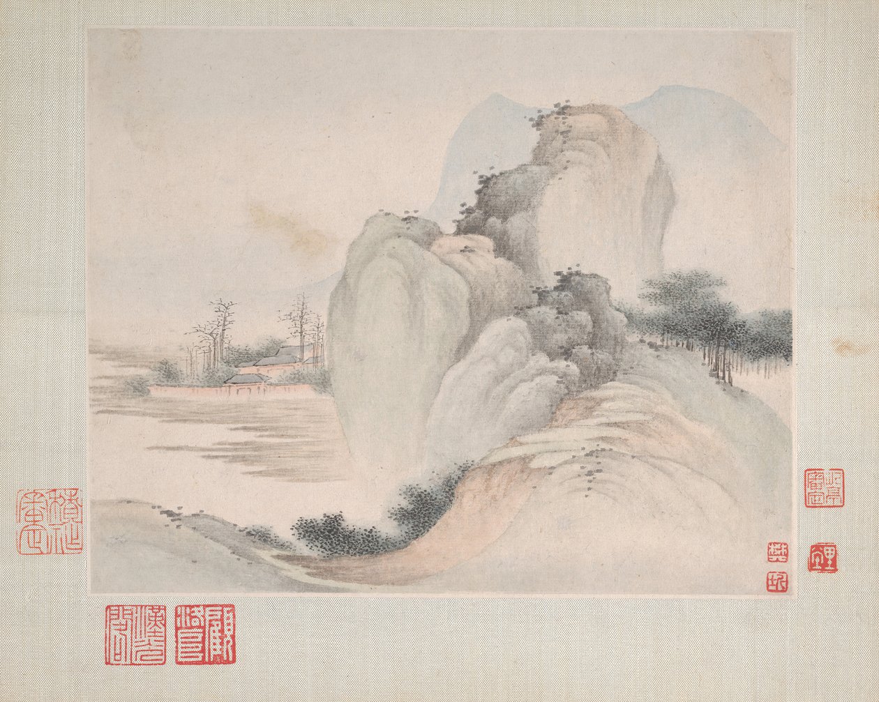 Paisajes pintados para Yuweng, fechado en 1673 de Fan Qi