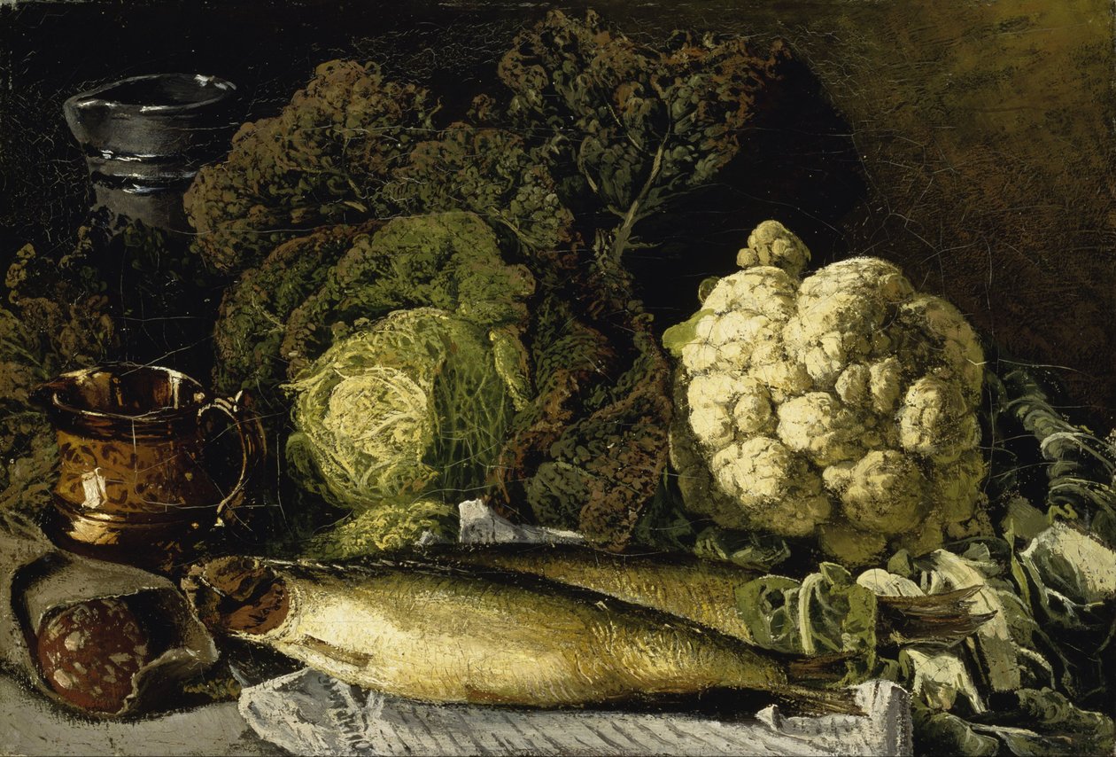 Naturaleza muerta con verduras y pescado de Fanny Churberg