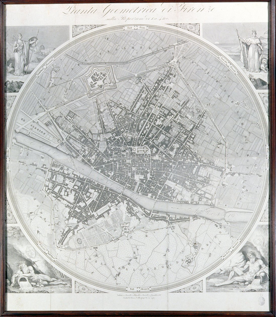 Mapa de Florencia, 1843 y 1866 de Fantozzi