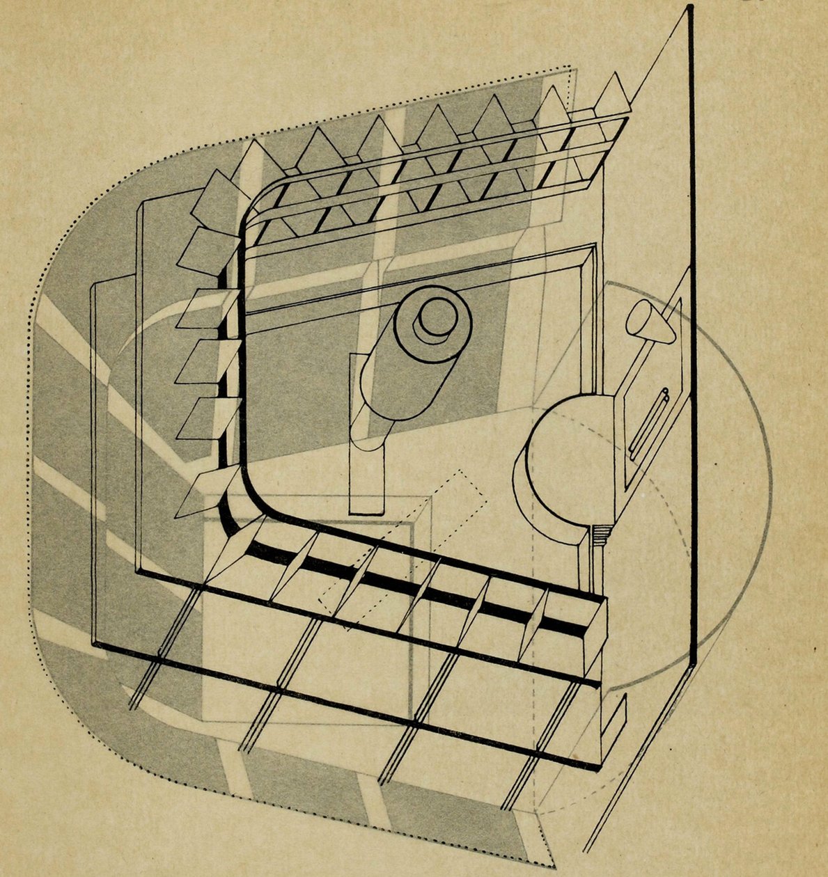 U-Teatro. Desde el escenario en la Bauhaus Die Bühne im Bauhaus, 1925 de Farkas Molnar