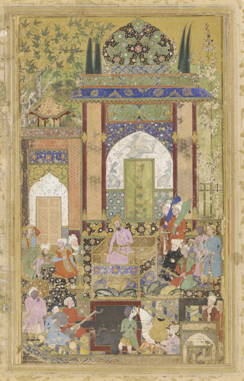 Babur recibe a un cortesano, 1580-85 de Farrukh Beg