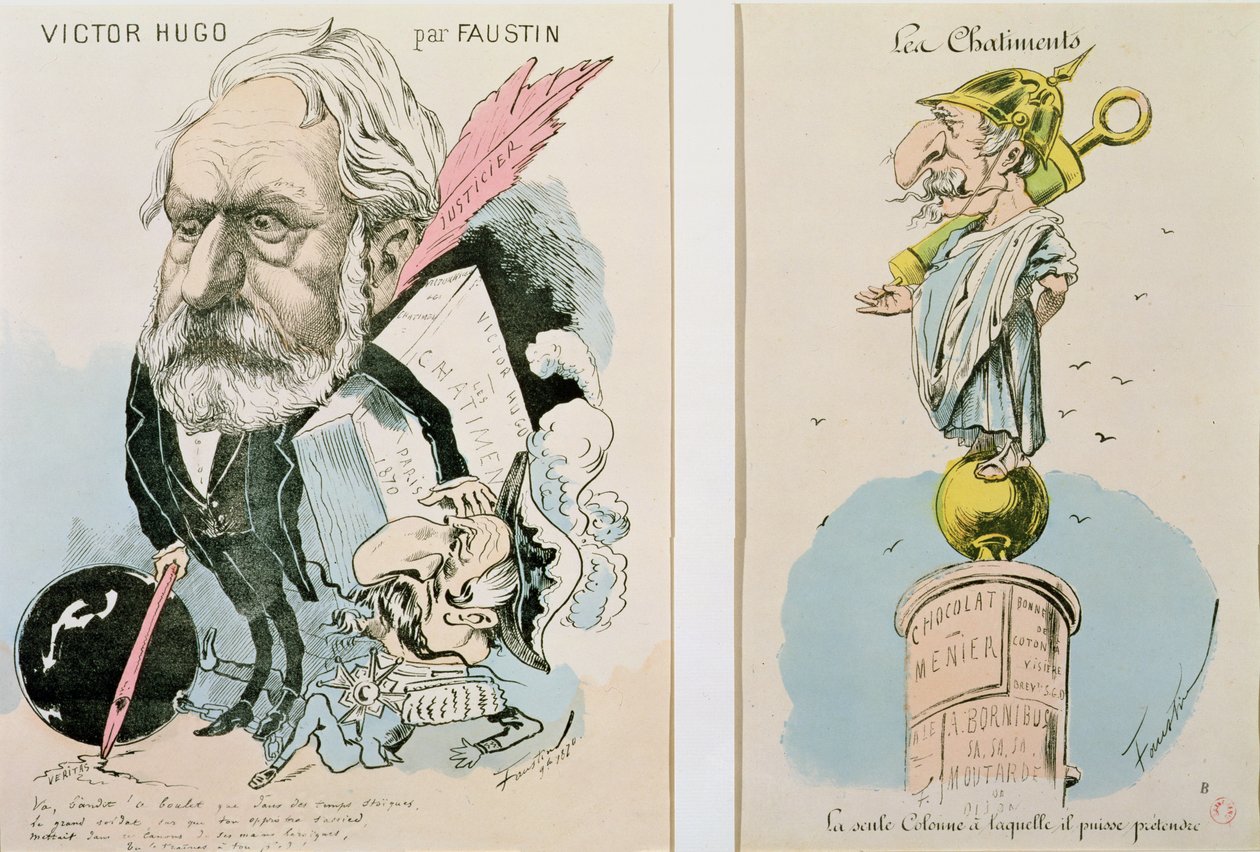 Caricaturas de Victor Hugo (1802-85) y Napoleón III (1809-73) 1870 de Faustin
