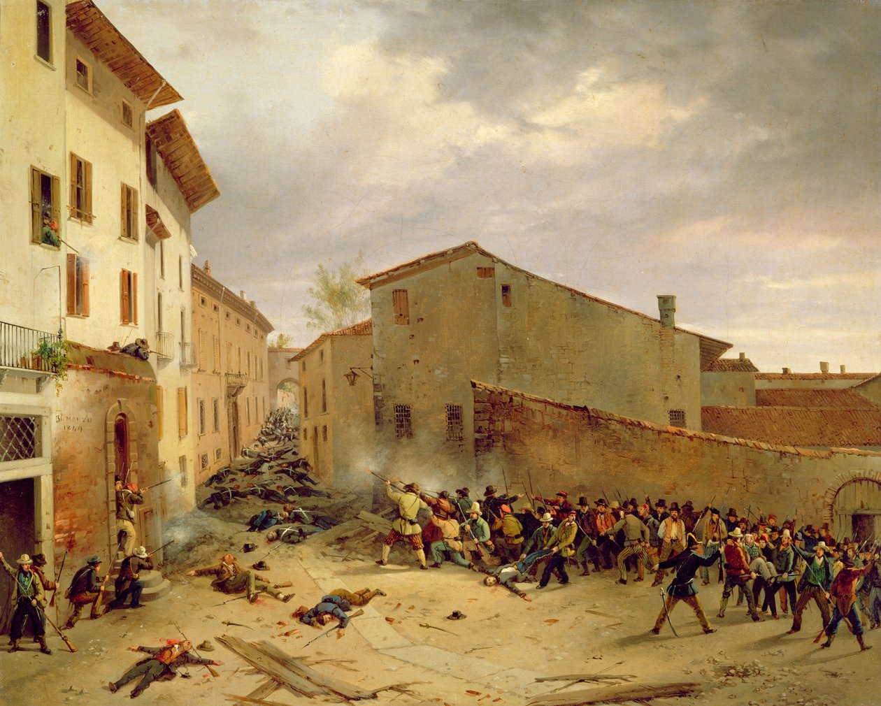 La Batalla del 31 de marzo de 1849 en la Via delle Consolazioni en Brescia de Faustino Joli