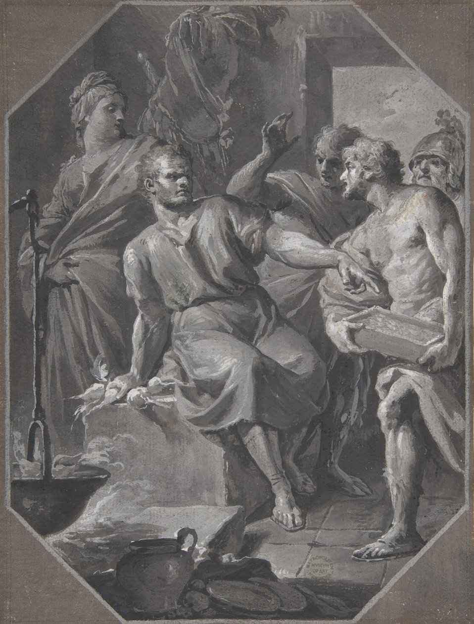 Manio Curio Dentato Rechazando los Regalos de los Embajadores Samnitas, 1732-92 de Fedele Fischetti