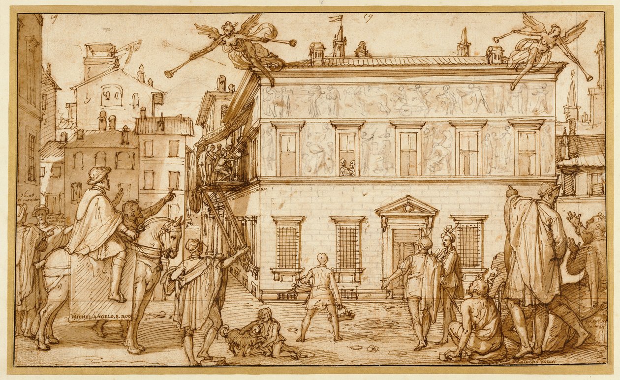 Taddeo decorando la fachada del Palazzo Mattei de Federico Zuccaro