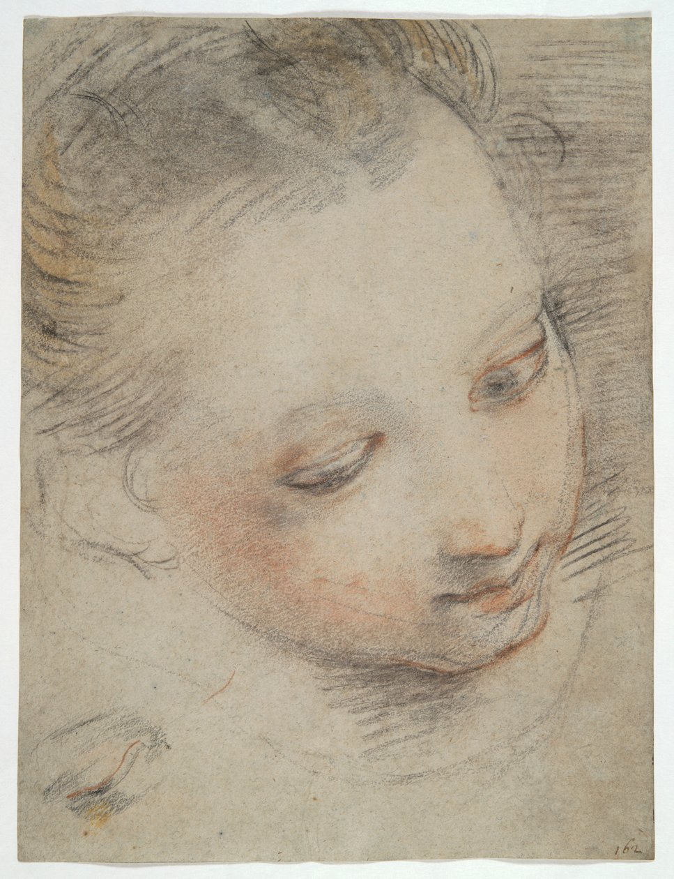 Cabeza de niña, estudio para una figura en el retablo de Madonna del Popolo en los Uffizi de Federico Barocci