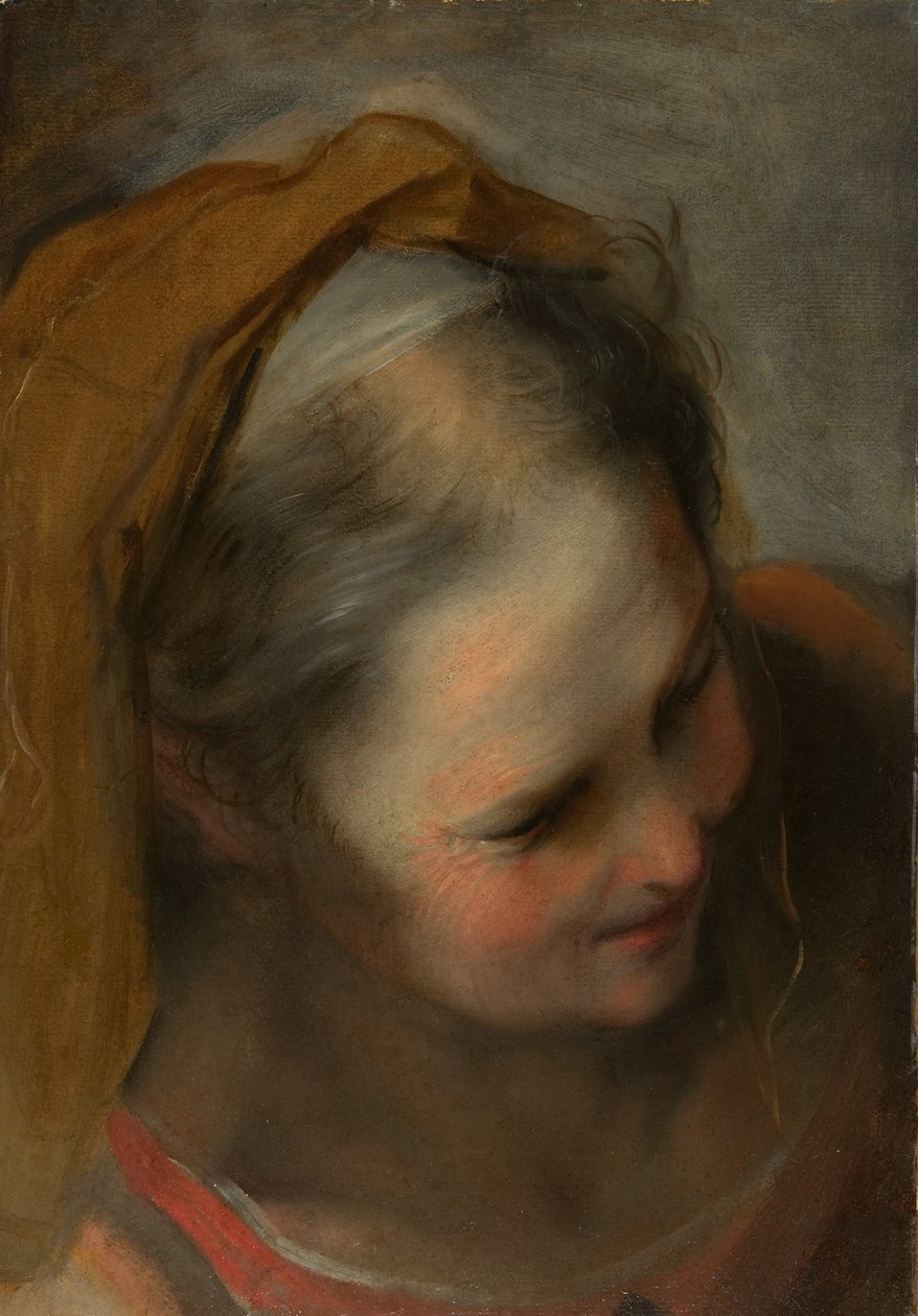Cabeza de una anciana mirando hacia la derecha inferior de Federico Barocci