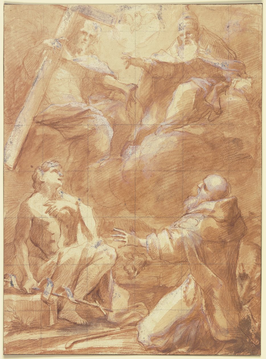 Johannes der Täufer und der Heilige Antonius erblicken Gottvater de Federico Barocci