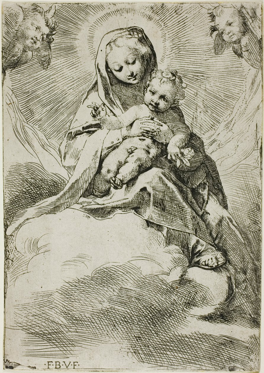 Virgen con el Niño sobre las nubes de Federico Barocci