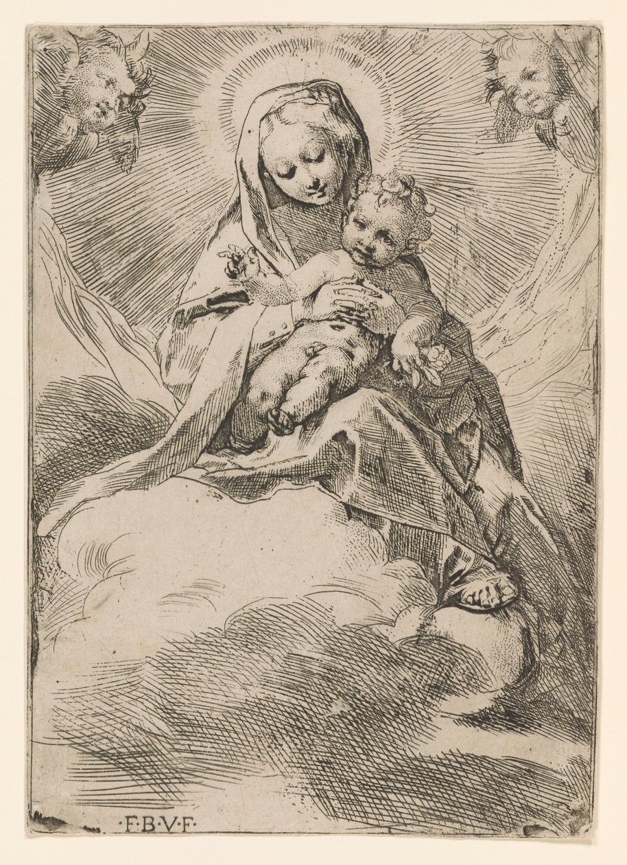 Virgen y niña en las nubes de Federico Barocci