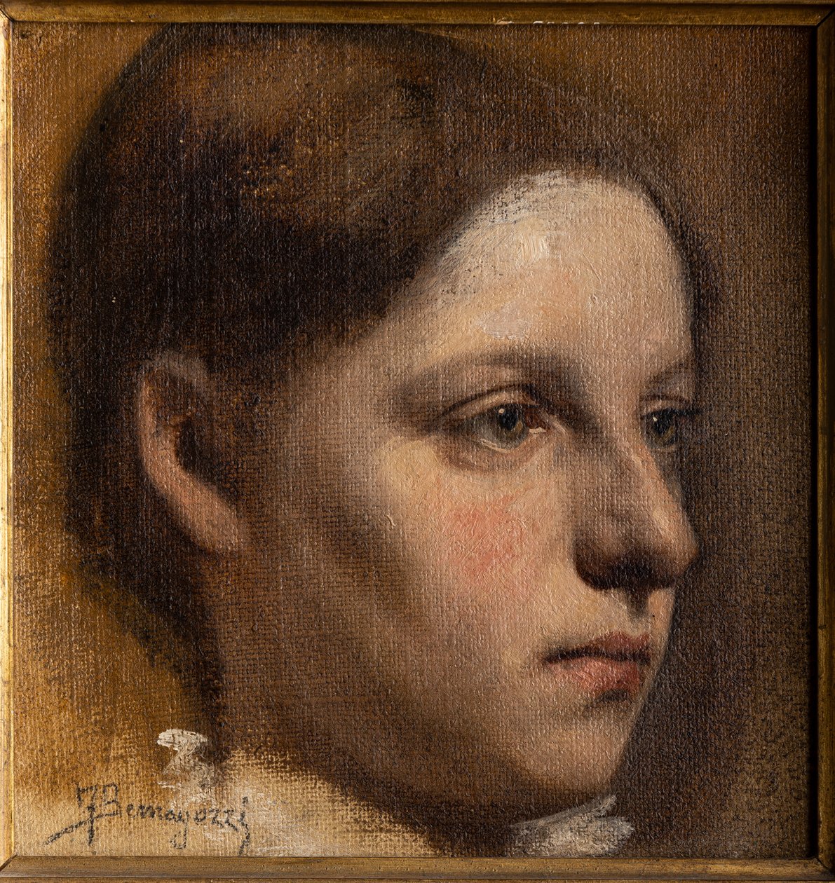 Retrato de niña (óleo sobre cartón) de Federico Bernagozzi