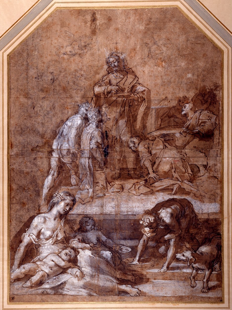 Alegoría religiosa, la recolección del Maná y la Institución de la Eucaristía de Federico Fiori Barocci or Baroccio