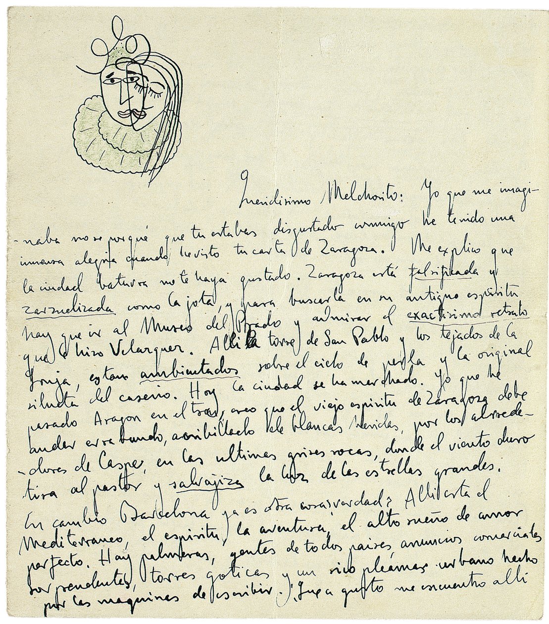 Carta autógrafa a Melchor Fernández Almagro, Granada, finales de enero de 1926 de Federico Garcia Lorca