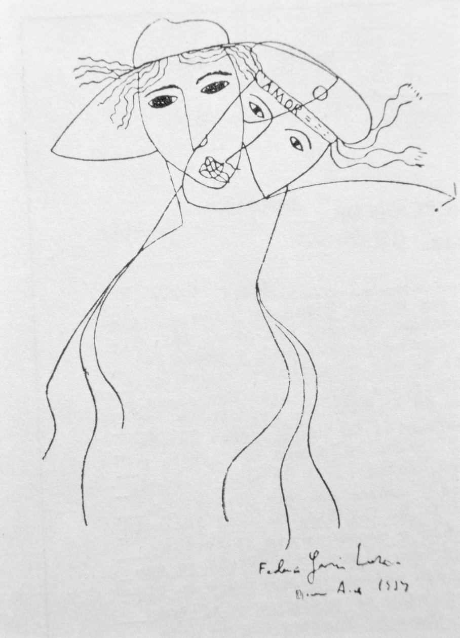 Dibujo para ilustrar uno de sus propios poemas, realizado en Buenos Aires de Federico Garcia Lorca