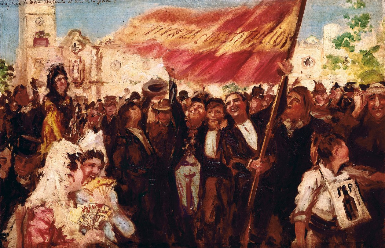 Plaza San Antonio de Cádiz el día de la jura de la Constitución de 1812 (óleo sobre lienzo) de Federico Godoy y Castro