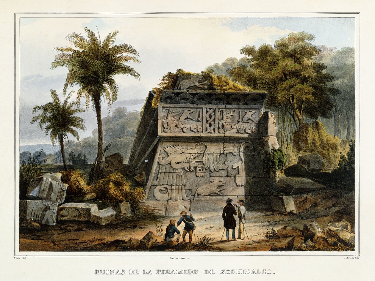 Ruinas de la Pirámide de Xochicalco, 1839? de Federico Mialhe