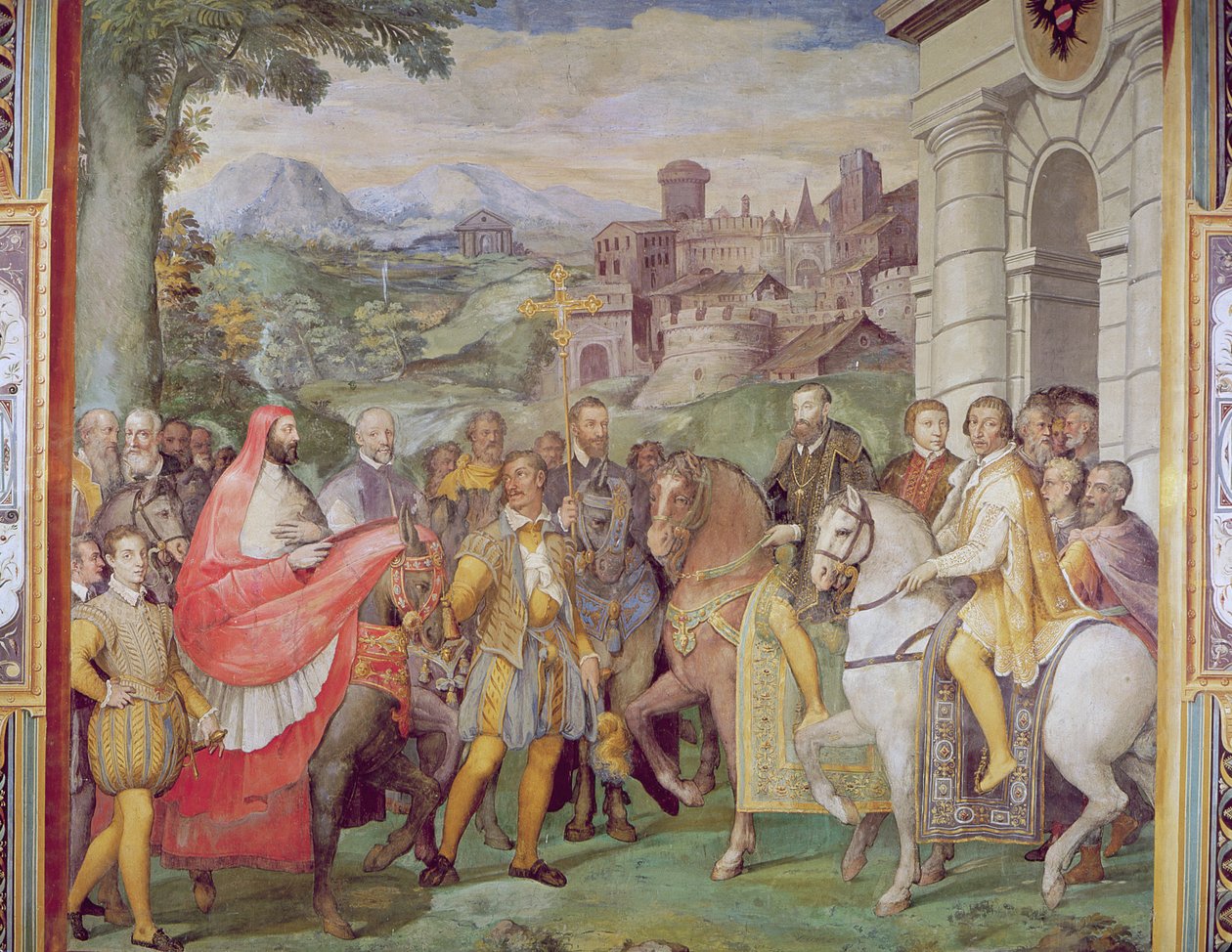 Carlos V (1500-58) con Alessandro Farnese (1546-92) en Worms, de la 