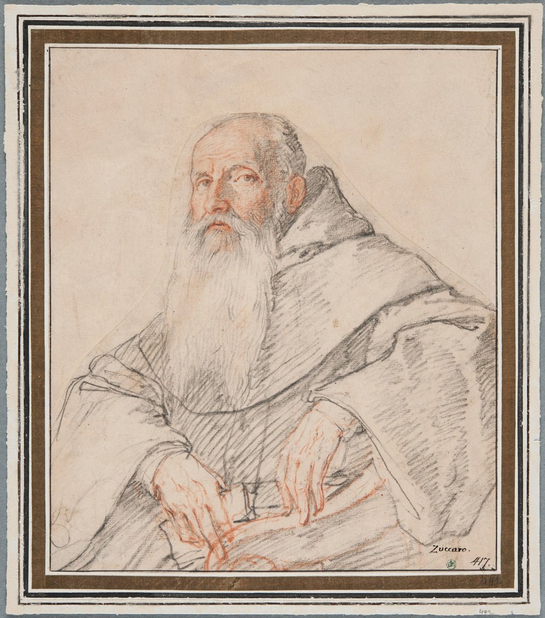 Retrato de un monje barbudo de Federico Zuccaro