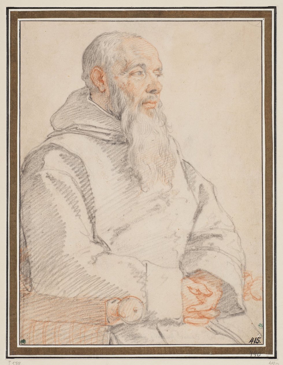 Retrato de un monje barbudo de Federico Zuccaro