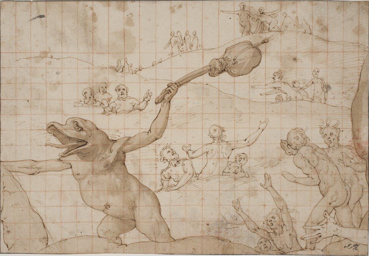 Escena del infierno de los avaros de Federico Zuccaro