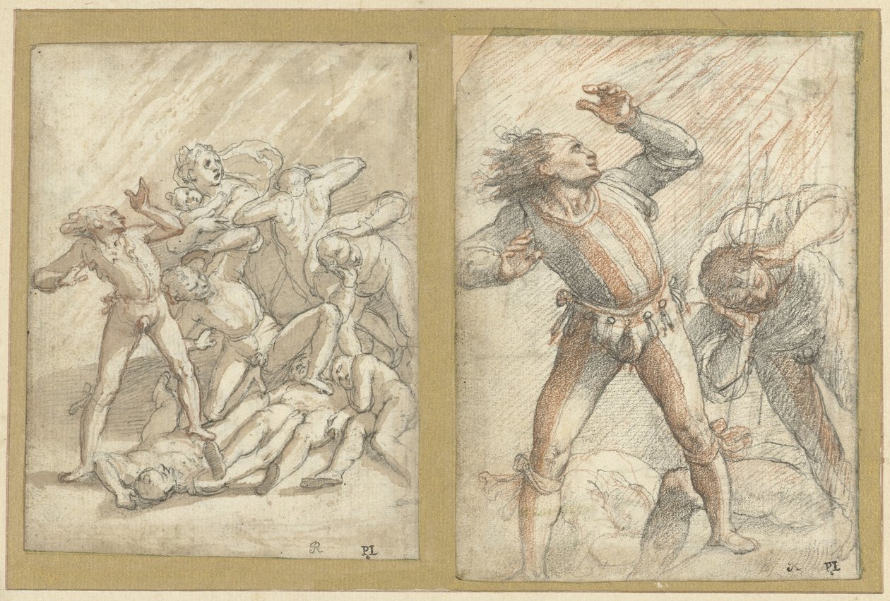 Dos bocetos de condenados de Federico Zuccaro