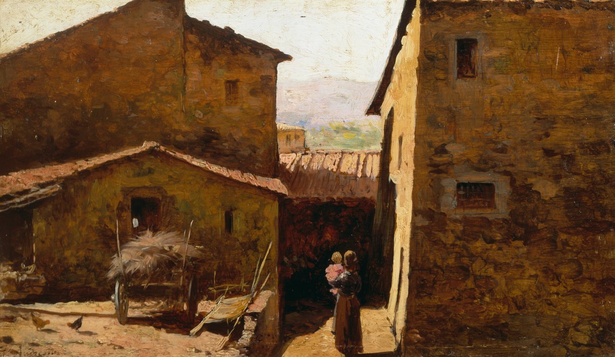 Casas de campo toscanas rústicas, por Federico Andreotti (1847-1930) de Federigo Andreotti