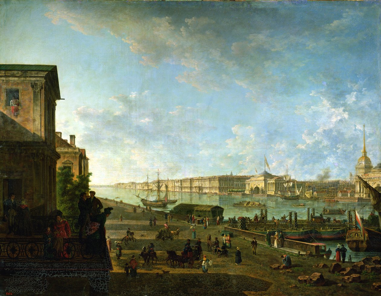 El Almirantazgo y el Palacio de Invierno vistos desde el Colegio Militar, 1794 de Fedor Yakovlevich Alekseev