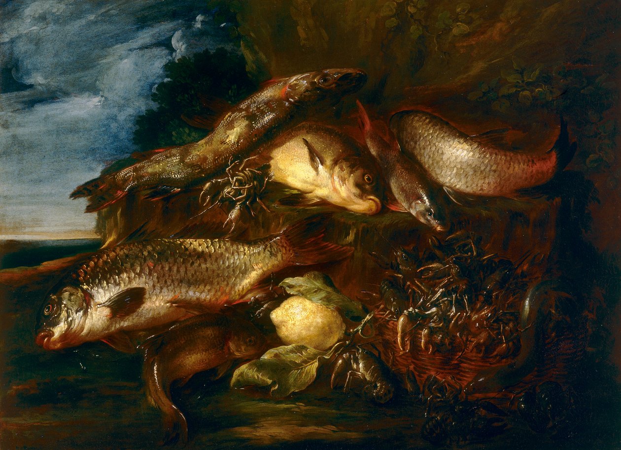 Naturaleza muerta con peces de Felice Boselli