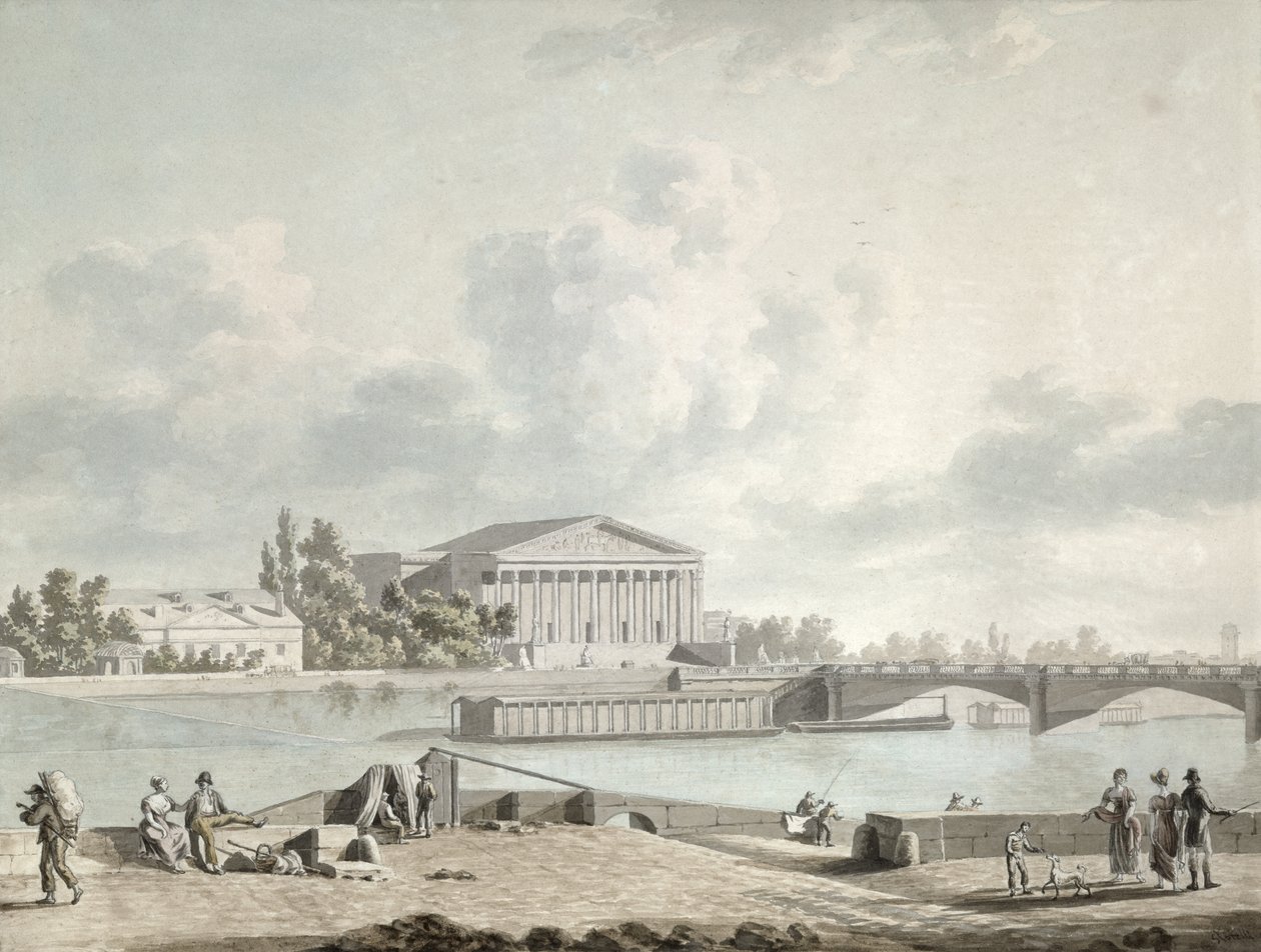 El Pont de la Concorde y la fachada del Cuerpo Legislativo, c.1809 de Felice Marie Ferdinand Storelli