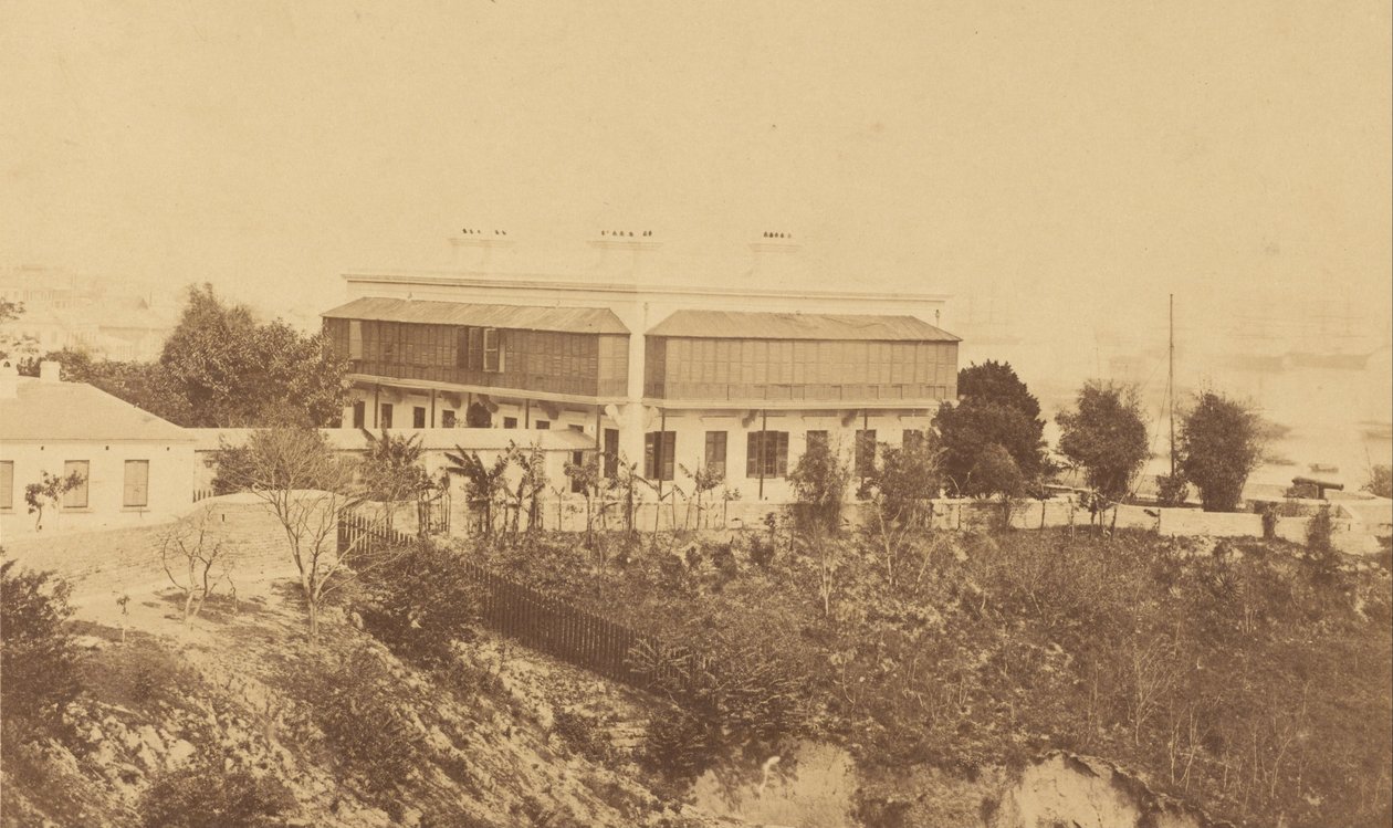 Edificio moderno y vista de Hong Kong de Felice Beato