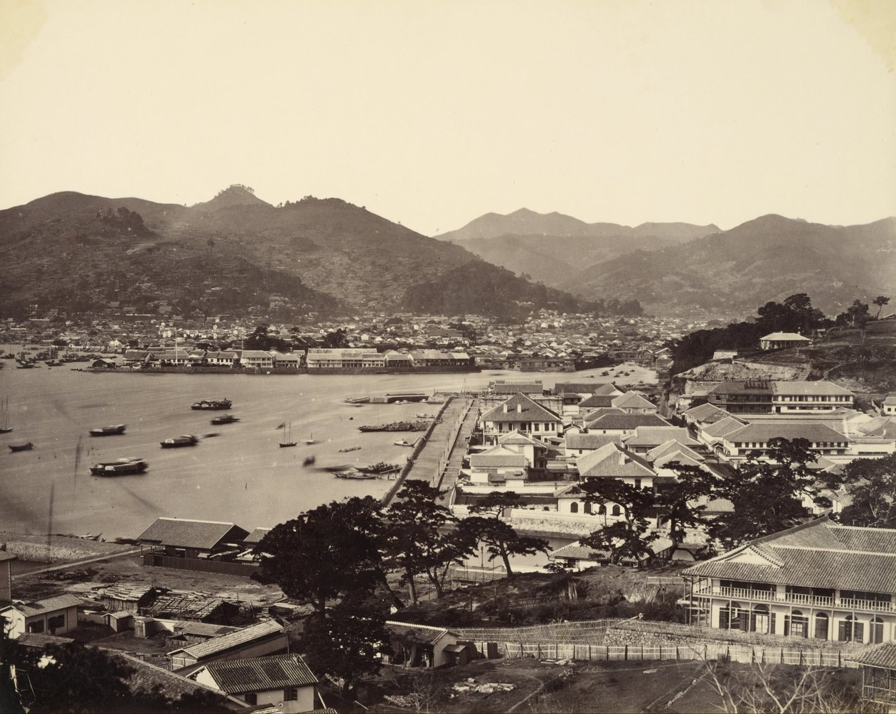 Vista panorámica parcial de Nagasaki de Felice Beato