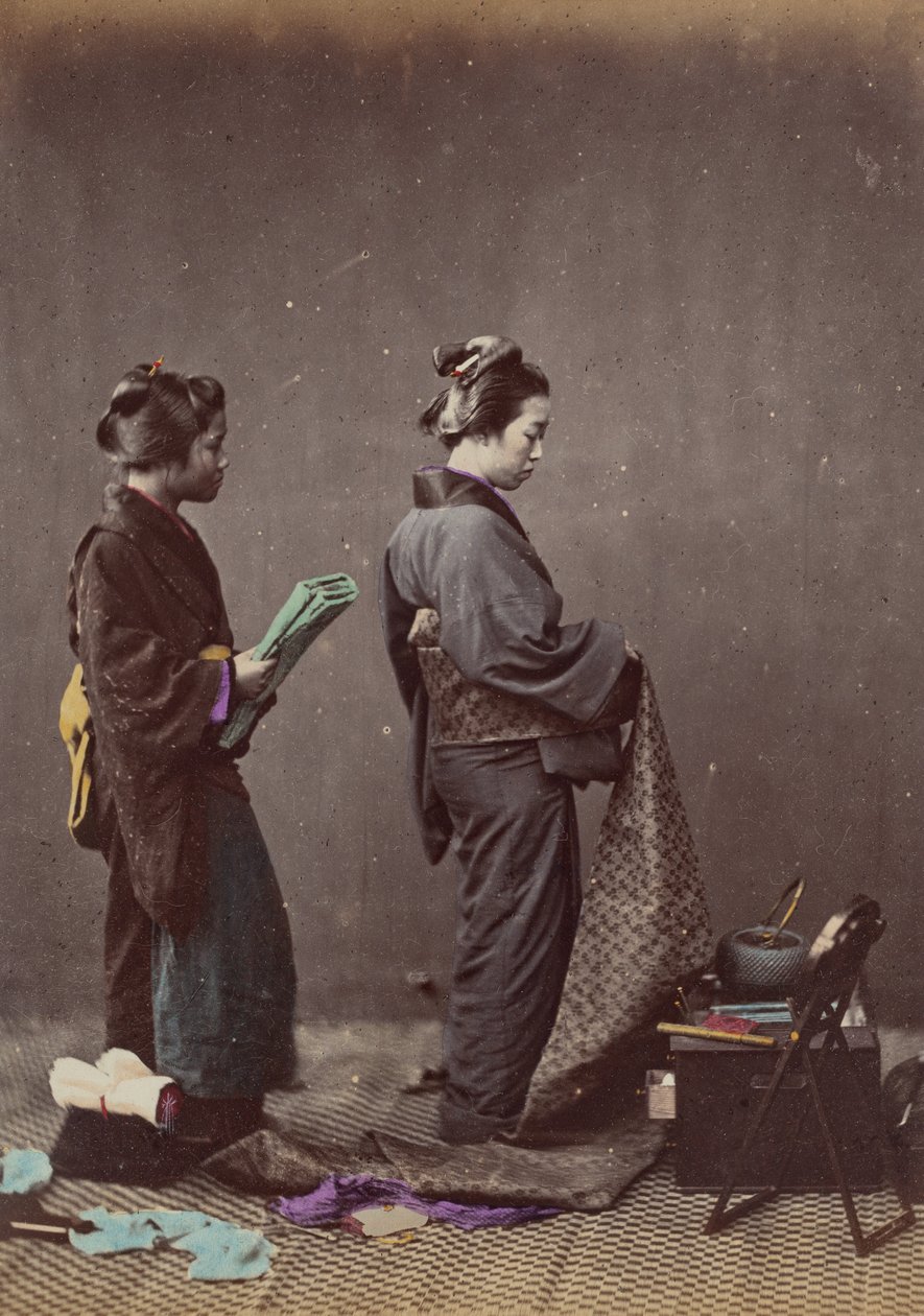 Poniéndose el Obi o Faja, 1868 de Felice Beato