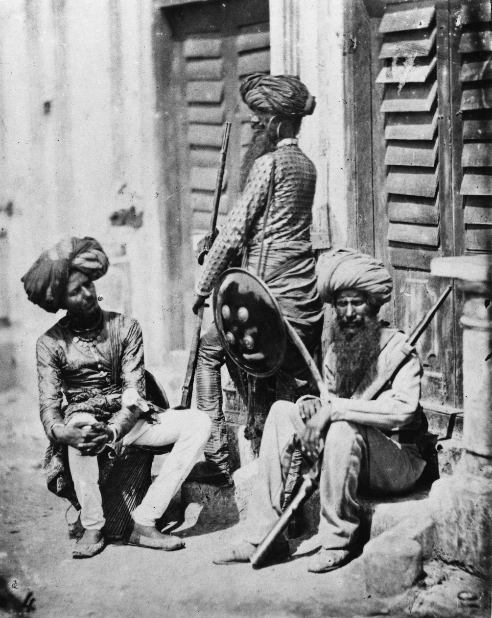 Oficiales sikh durante la Rebelión India, 1858 de Felice Beato