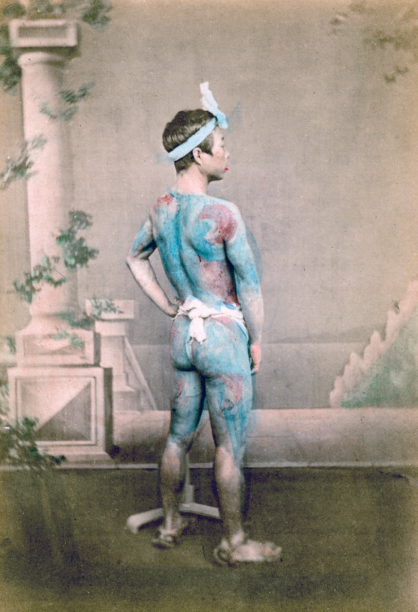 Novio japonés tatuado betto, Japón, 1882 de Felice Beato