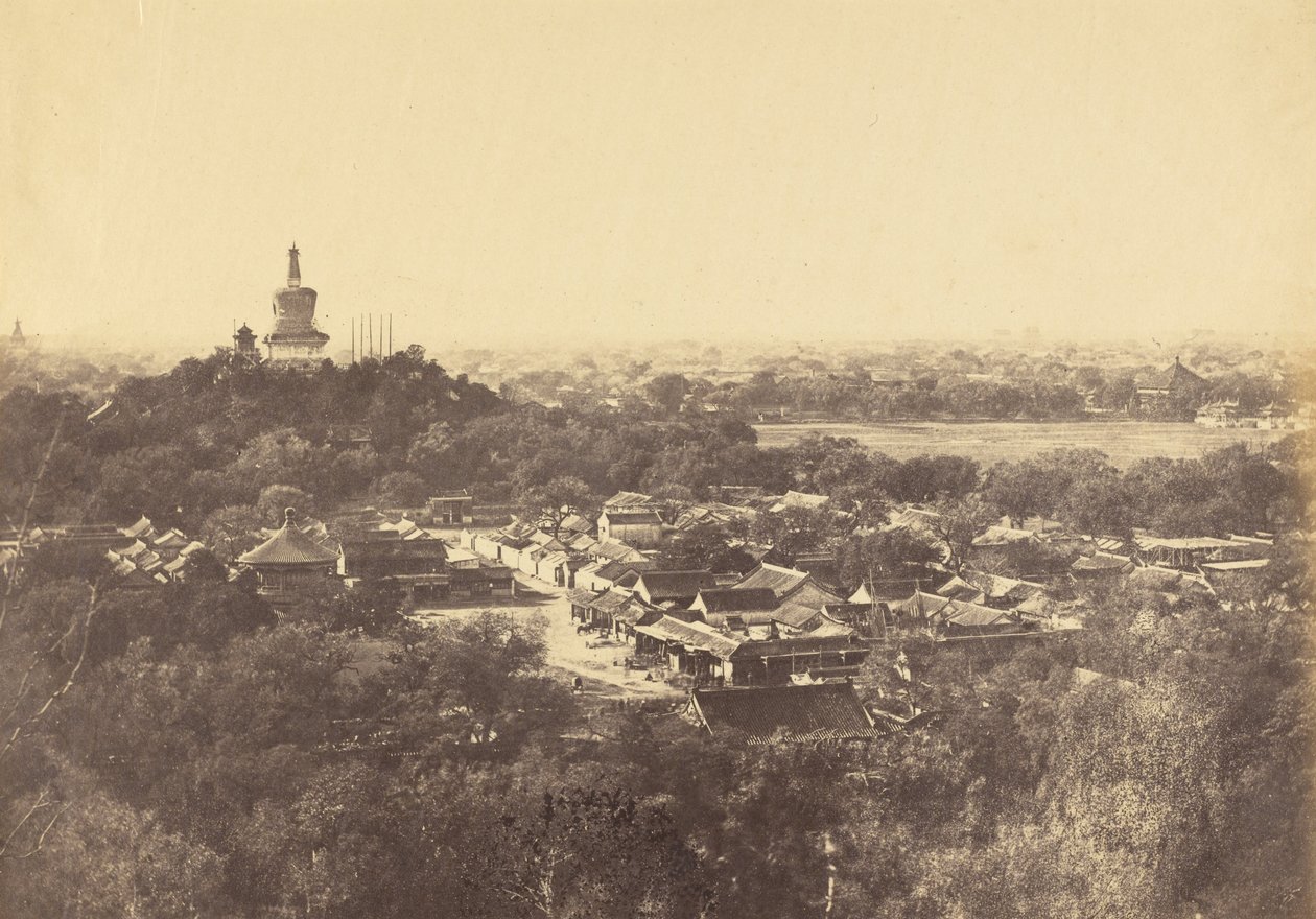 Vista de los Jardines y Templo Budista, Pekín, Octubre 1860 de Felice Beato