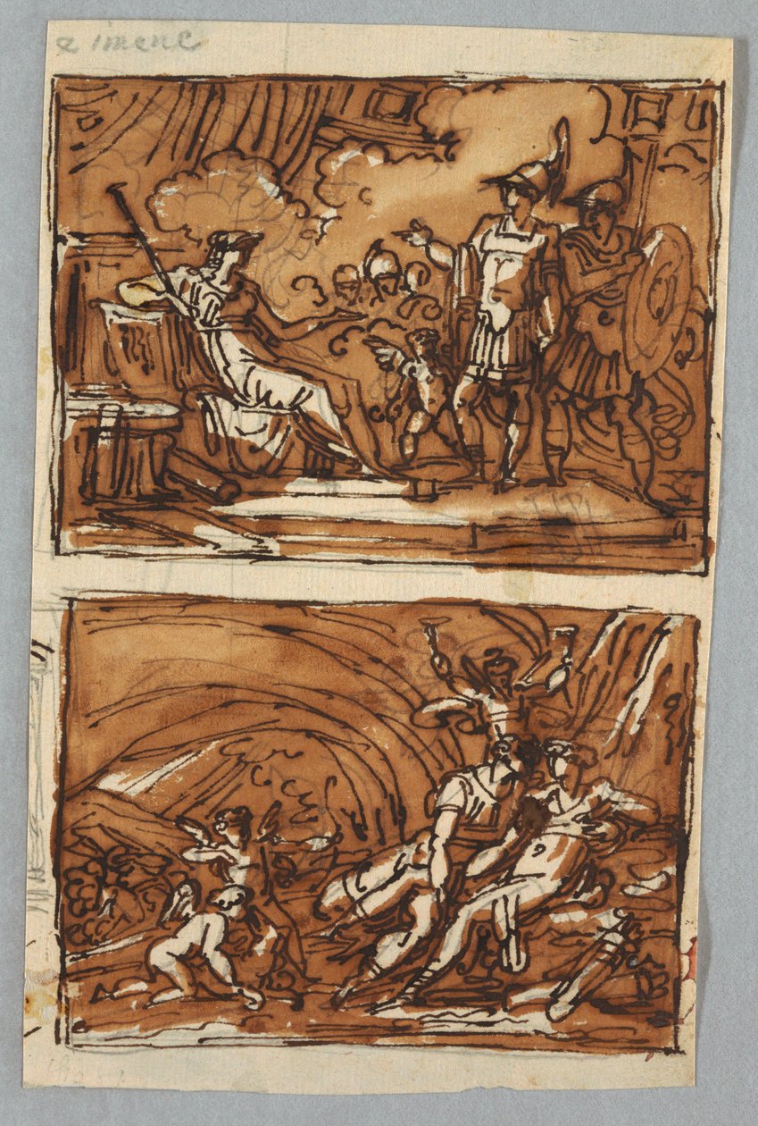 Eneas y Acates ante Dido; el amor de Eneas y Dido de Felice Giani