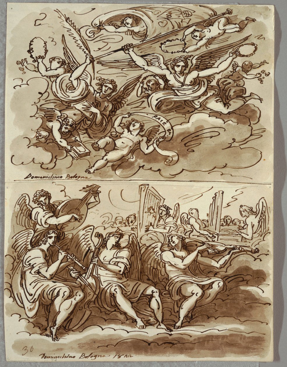 Ángeles Portando Símbolos del Martirio, Estudio después de Domenichino de Felice Giani