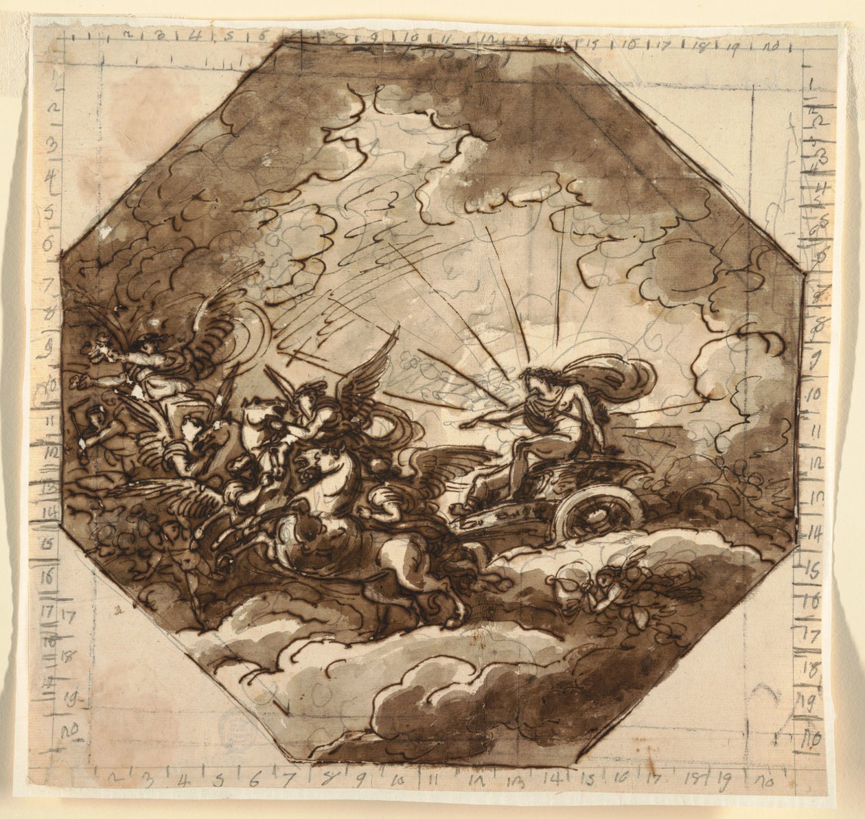 Apolo en su Carro con Aurora, Sala Ottogonale, Palazzo Milzetti, Faenza de Felice Giani