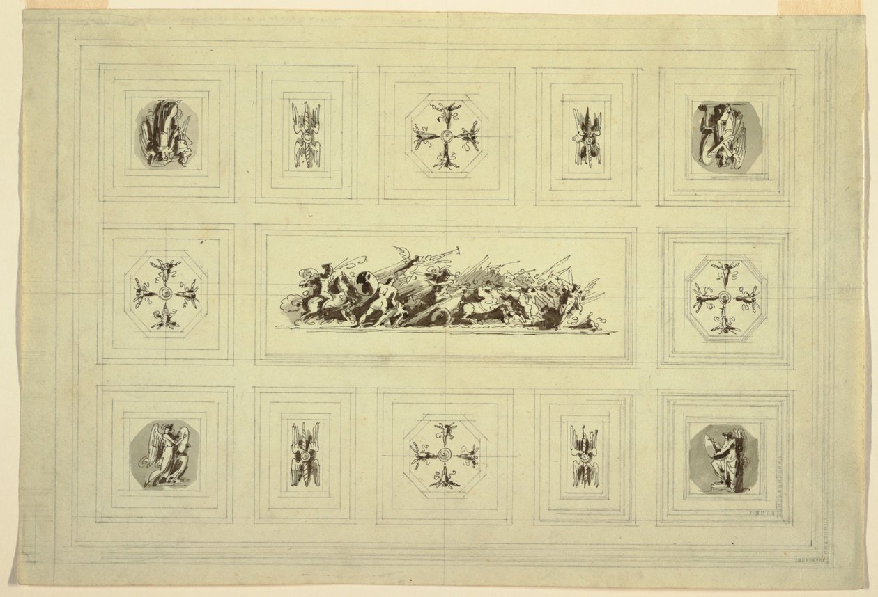 Gabinete del techo dedicado a la guerra, Palazzo Quirinale, Roma de Felice Giani