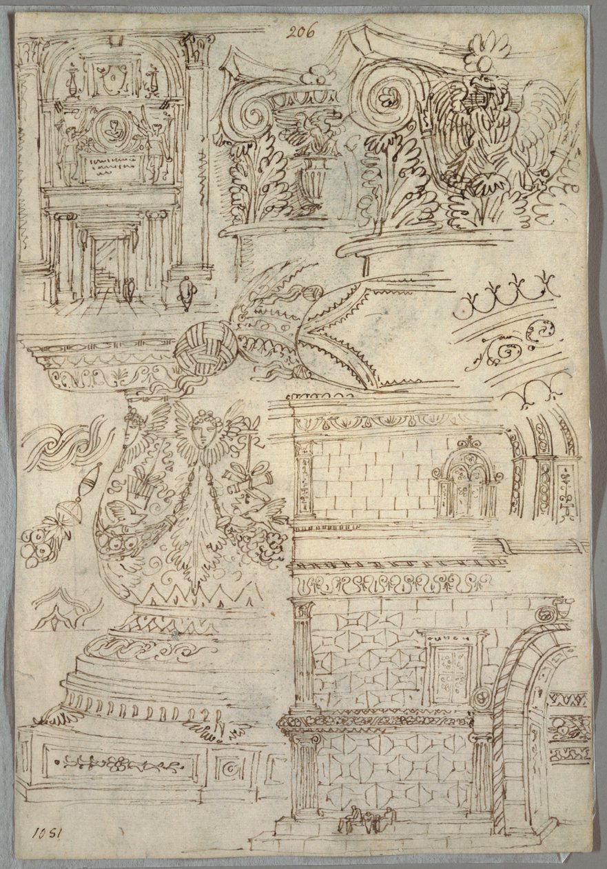 Estudio Decorativo; Verso: Estudio Anatómico de Felice Giani